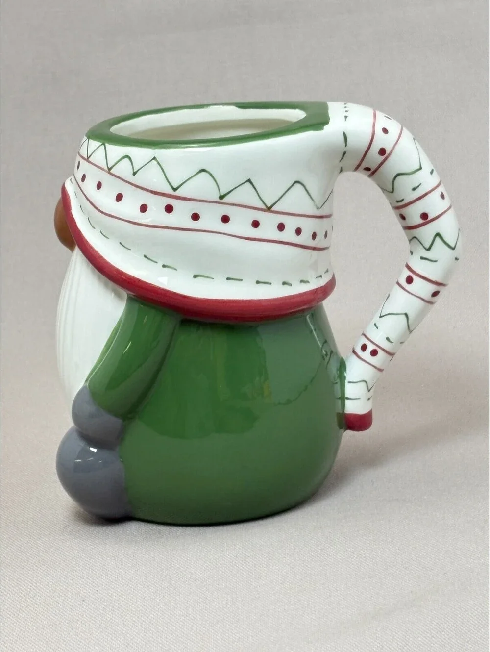 Pottery Barn Christmas Gnome Mug Sculpted Nordic Holiday Hat Ceramic Coffee Cup